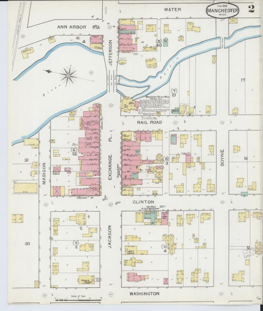 Sanborn Fire Insurance Map from Manchester, Washtenaw County, Michigan. (1893), Sheet 2 – Historic Sanborn Fire Insurance Map Print