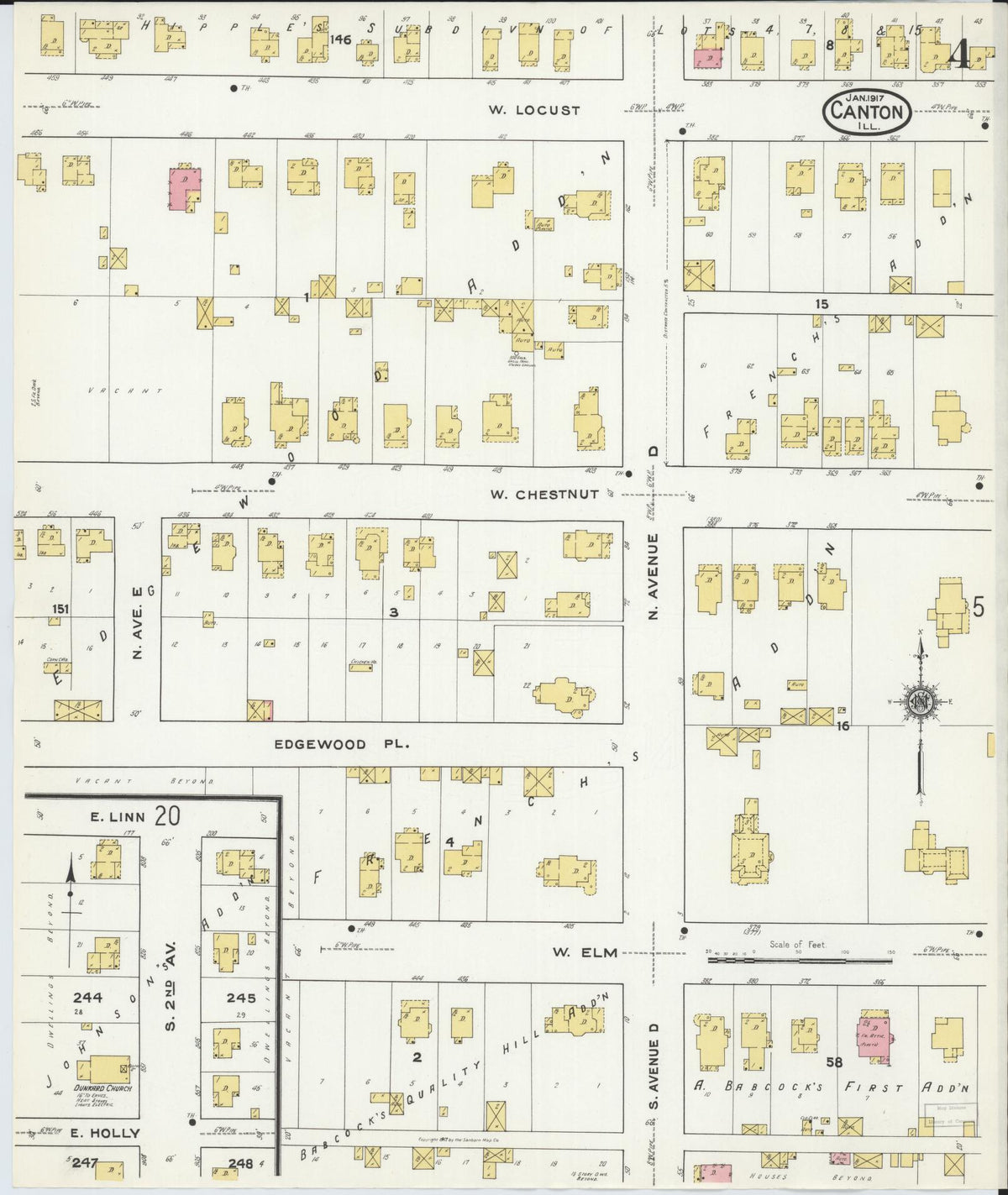 Sanborn Fire Insurance Map from Canton, Fulton County, Illinois (1917), Sheet #0004 - Complete Map Set gallery image, historic Sanborn map, vintage wall art, Illinois Illinois