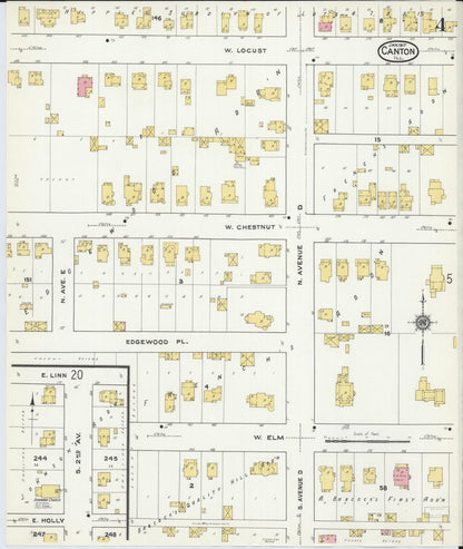 Sanborn Fire Insurance Map from Canton, Fulton County, Illinois (1917), Sheet #0004 - Complete Map Set gallery image, historic Sanborn map, vintage wall art, Illinois Illinois
