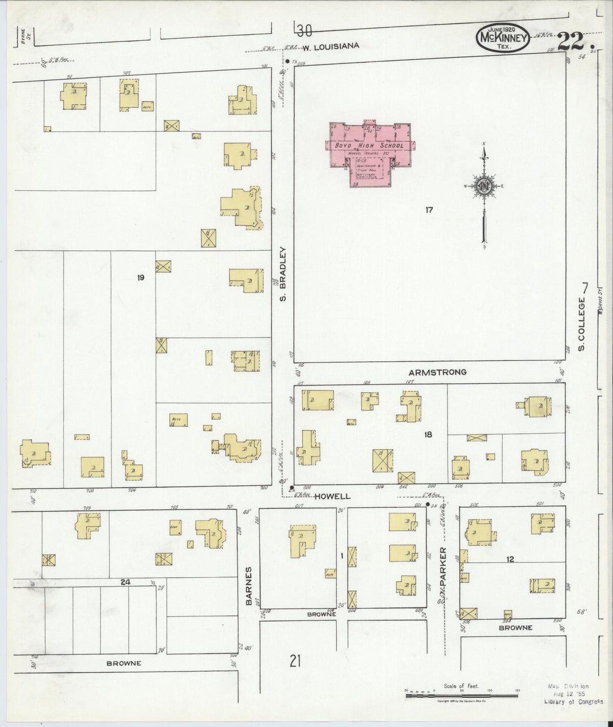 Sanborn Fire Insurance Map from McKinney, Collin County, Texas (1920), Sheet #0022 - Complete Map Set gallery image, historic Sanborn map, vintage wall art, Texas Texas