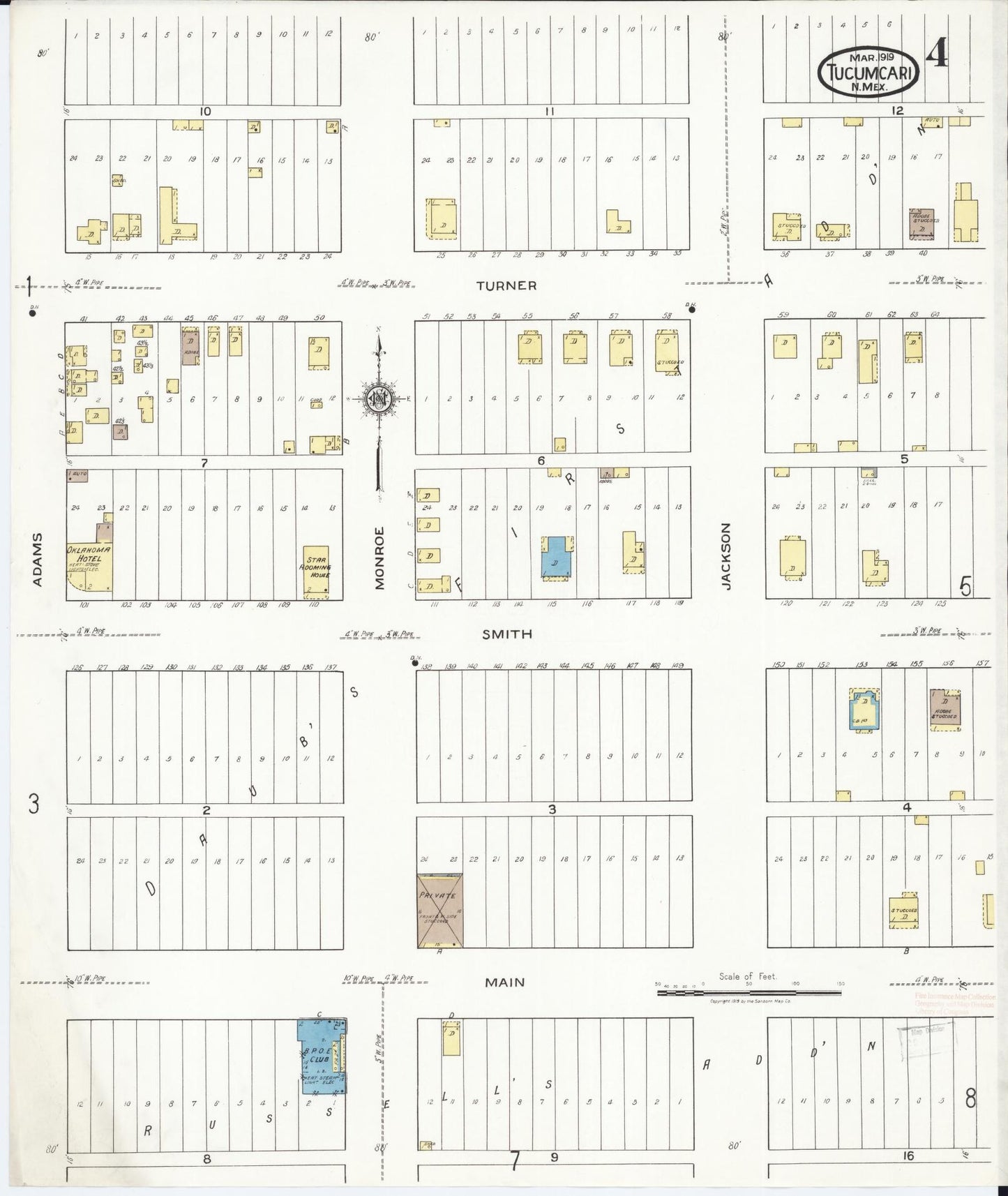 Sanborn Fire Insurance Map from Tucumcari, Quay County, New Mexico (1919), Sheet #0004 - Complete Map Set gallery image, historic Sanborn map, vintage wall art, New Mexico New Mexico