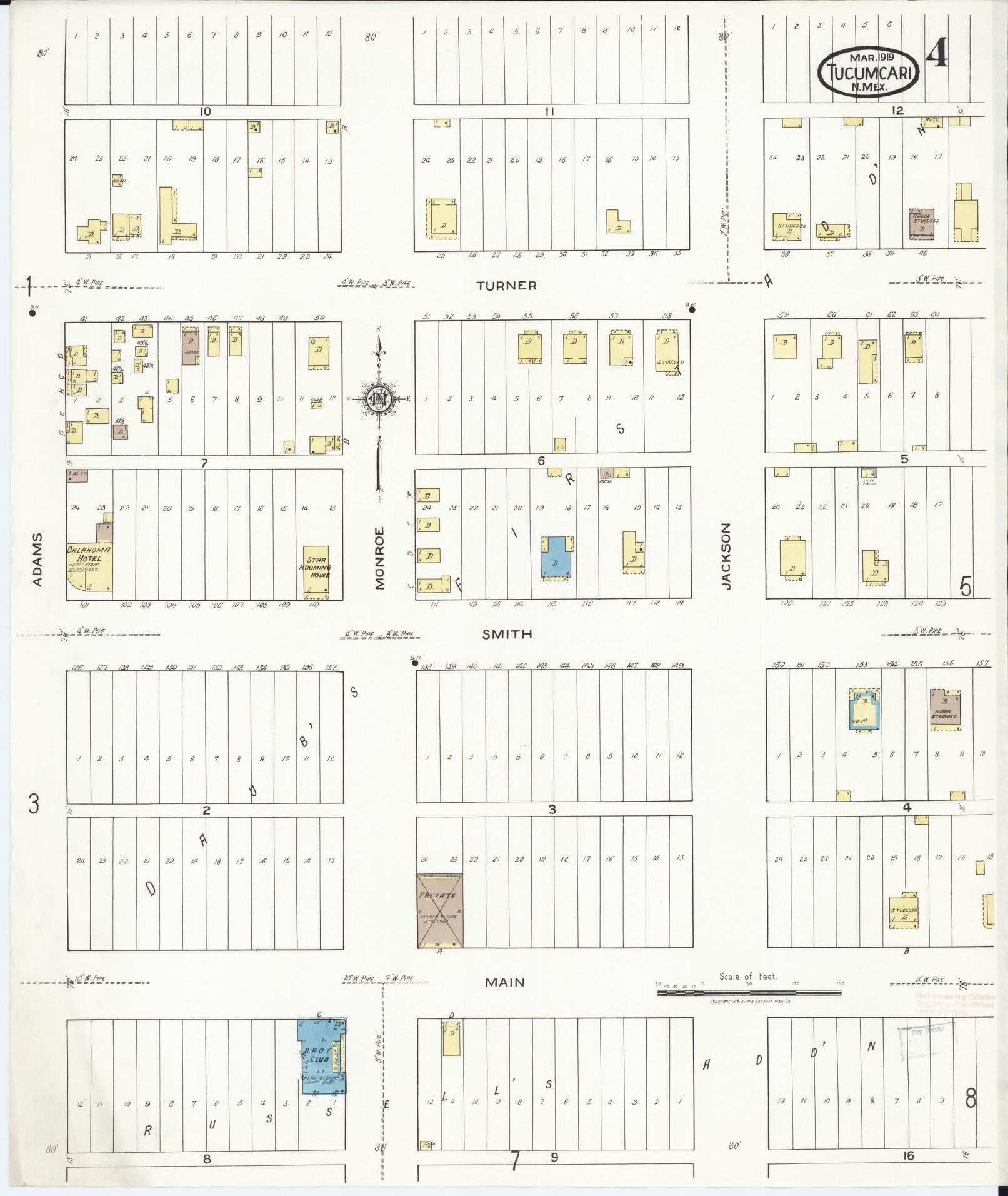 Sanborn Fire Insurance Map from Tucumcari, Quay County, New Mexico (1919), Sheet #0004 - Complete Map Set gallery image, historic Sanborn map, vintage wall art, New Mexico New Mexico