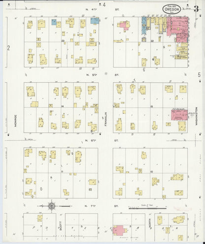 Sanborn Fire Insurance Map from Oregon, Ogle County, Illinois (1913), Sheet #0003 - Historic Sanborn Fire Insurance Map Print, vintage old map wall art, antique decor, genealogy gift, Illinois Illinois map