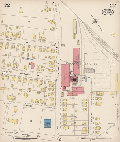 Sanborn Fire Insurance Map from Herkimer, Herkimer County, New York (1923), Sheet #0022 - Complete Map Set gallery image, historic Sanborn map, vintage wall art, New York New York