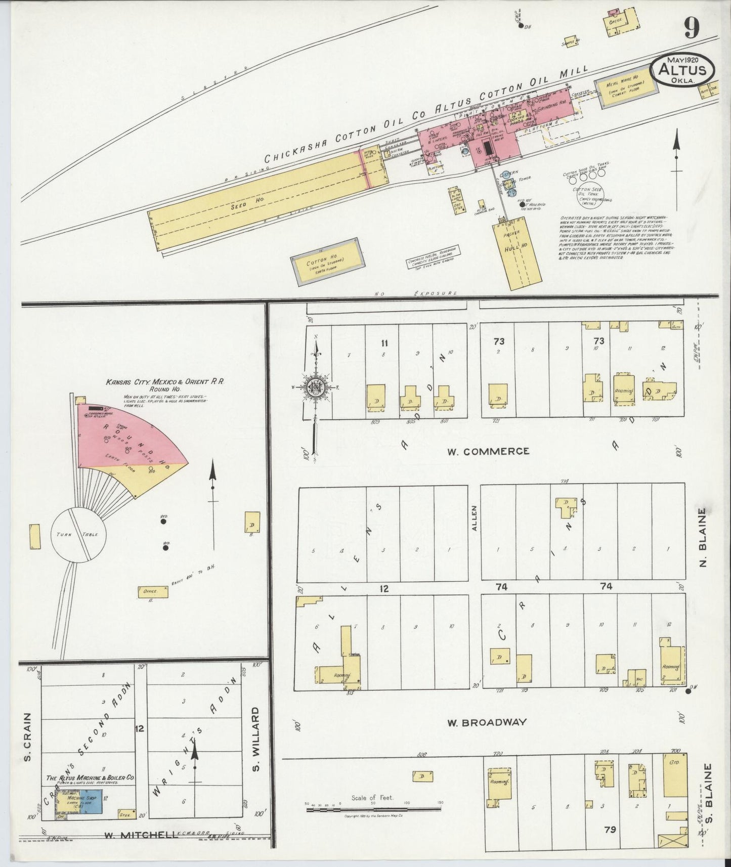 Sanborn Fire Insurance Map from Altus, Jackson County, Oklahoma (1920), Sheet #0009 - Complete Map Set gallery image, historic Sanborn map, vintage wall art, Oklahoma Oklahoma