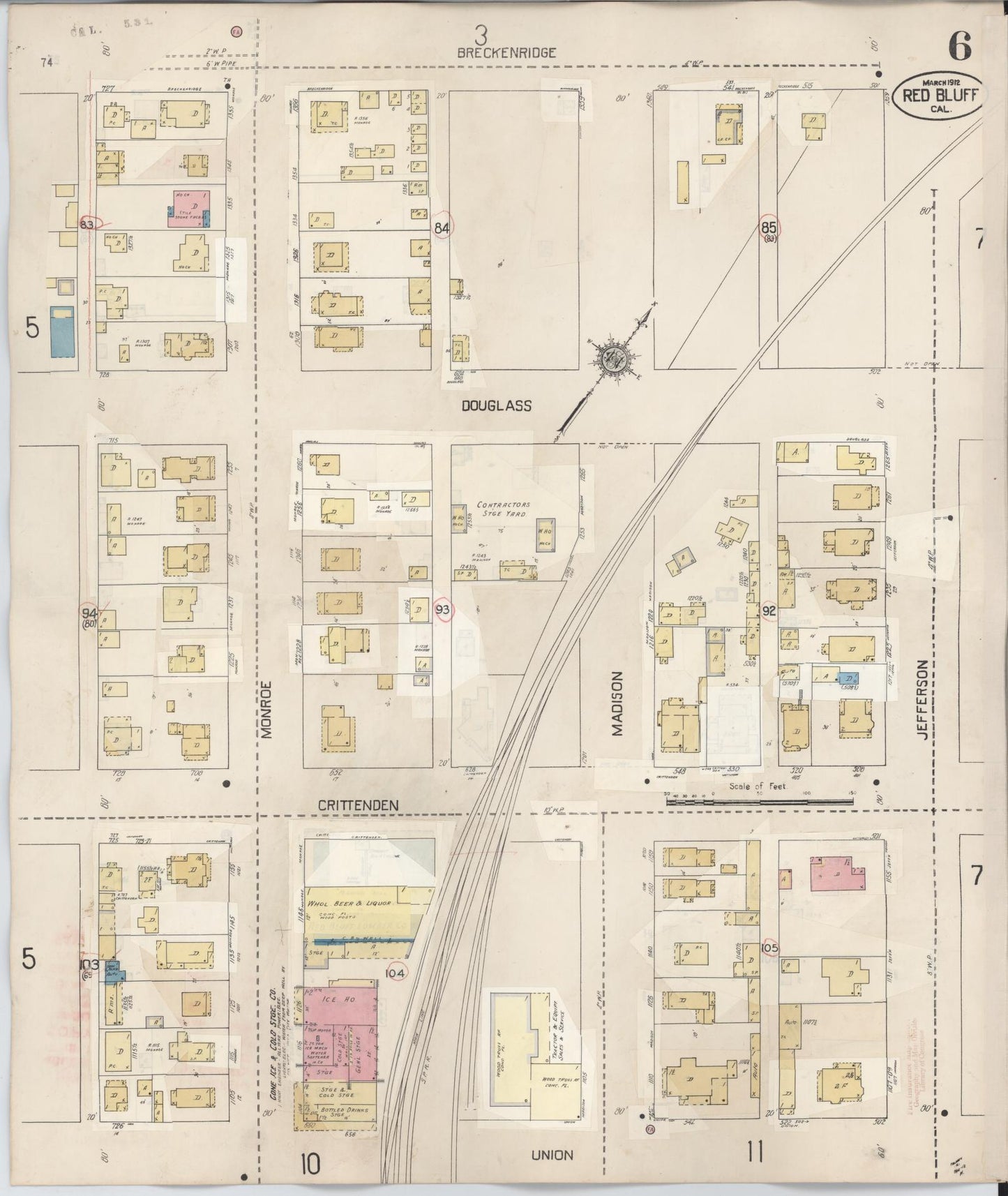 Sanborn Fire Insurance Map from Red Bluff, Tehama County, California (1949), Sheet #0006 - Complete Map Set gallery image, historic Sanborn map, vintage wall art, California California
