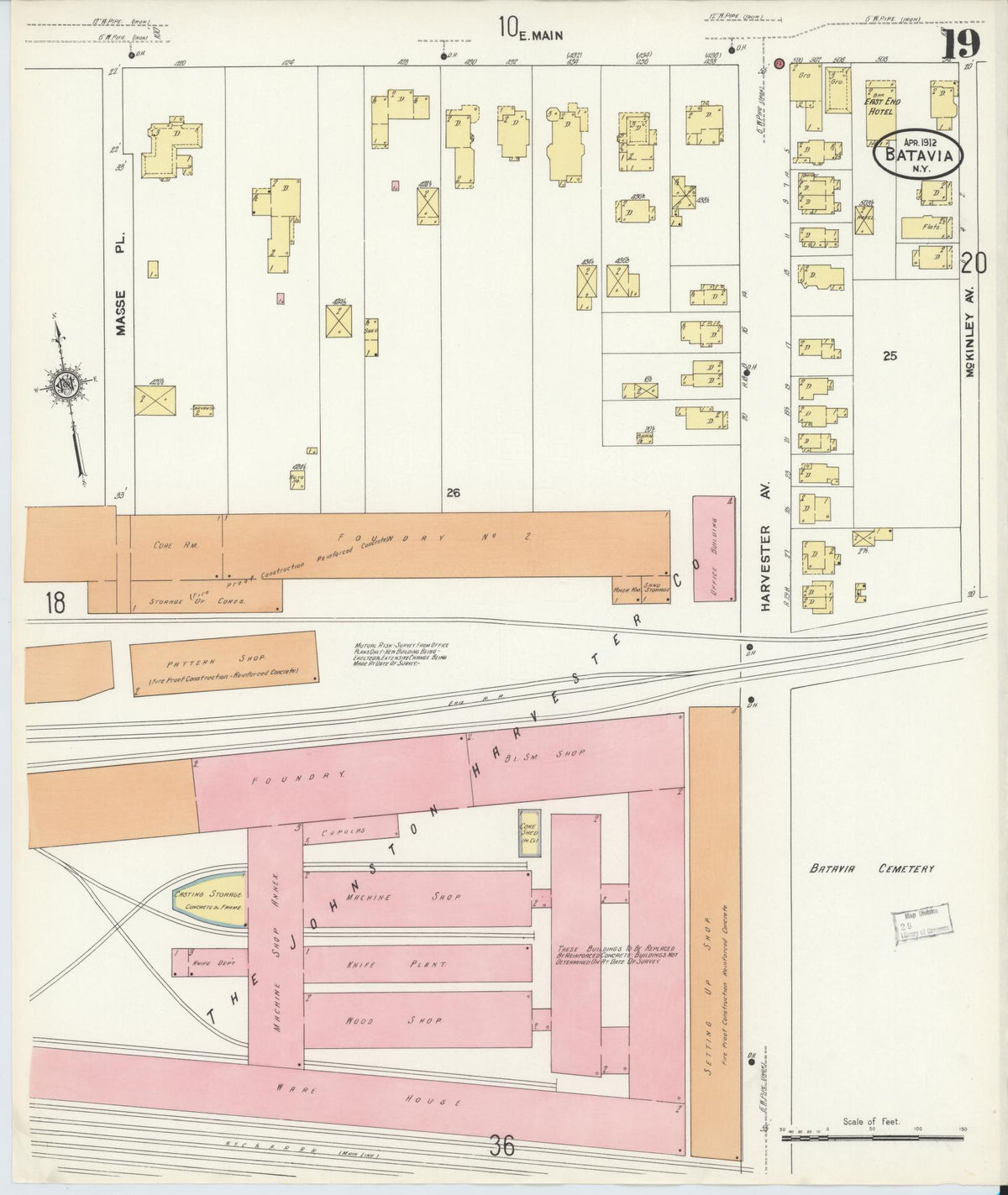 Sanborn Fire Insurance Map from Batavia, Genesee County, New York (1912), Sheet #0019 - Complete Map Set gallery image, historic Sanborn map, vintage wall art, New York New York