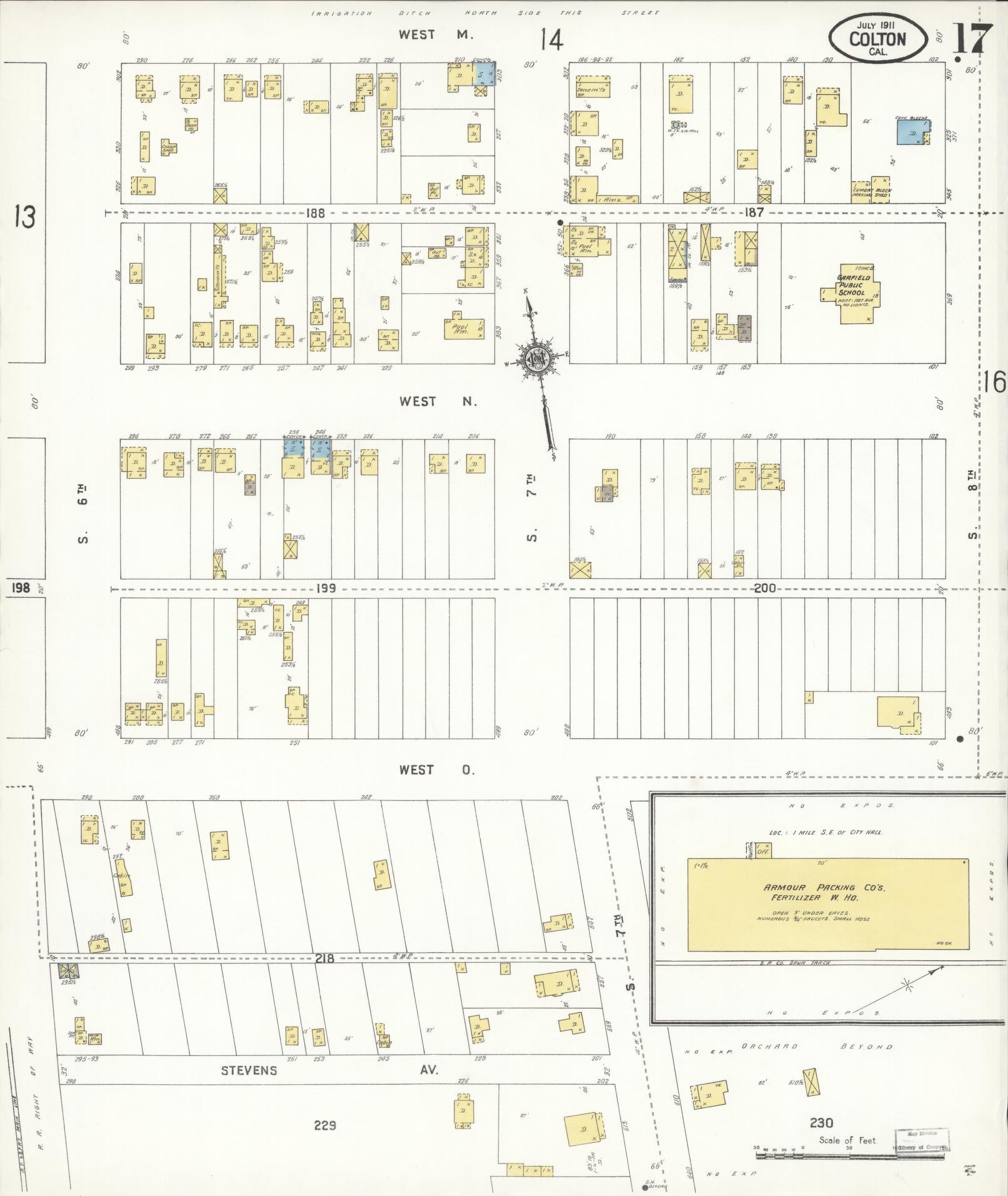 Sanborn Fire Insurance Map from Colton, San Bernardino County, California (1911), Sheet #0017 - Complete Map Set gallery image, historic Sanborn map, vintage wall art, California California