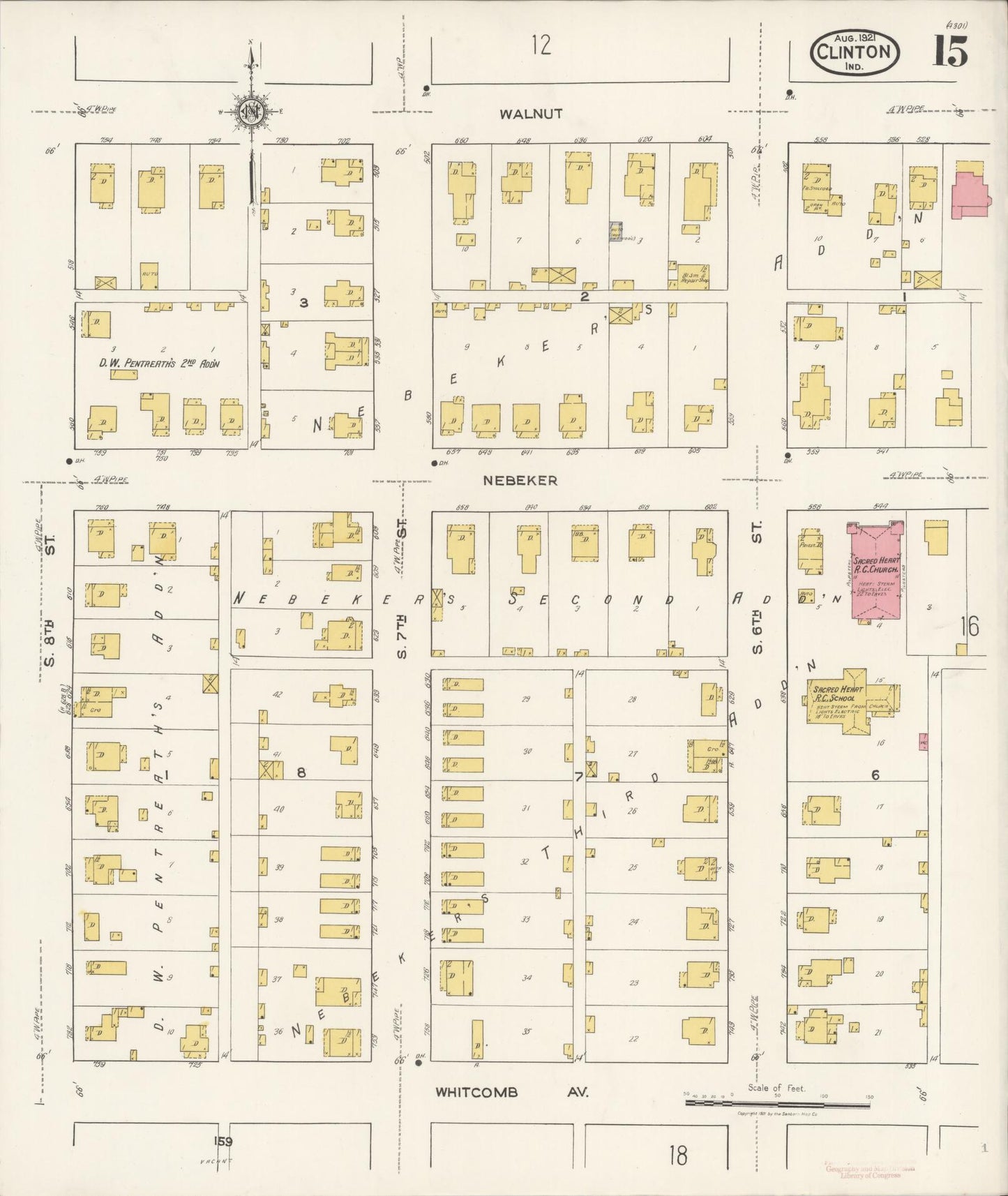 Sanborn Fire Insurance Map from Clinton, Vermillion County, Indiana (1921), Sheet #0015 - Complete Map Set gallery image, historic Sanborn map, vintage wall art, Indiana Indiana