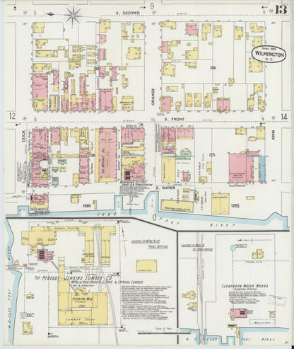 Sanborn Fire Insurance Map from Wilmington, New Hanover County, North Carolina (1898), Sheet #0013 - Complete Map Set gallery image, historic Sanborn map, vintage wall art, North Carolina North Carolina
