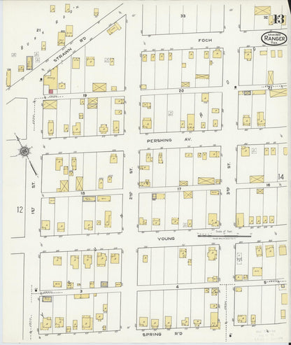 Sanborn Fire Insurance Map from Ranger, Eastland County, Texas (1920), Sheet #0013 - Complete Map Set gallery image, historic Sanborn map, vintage wall art, Texas Texas