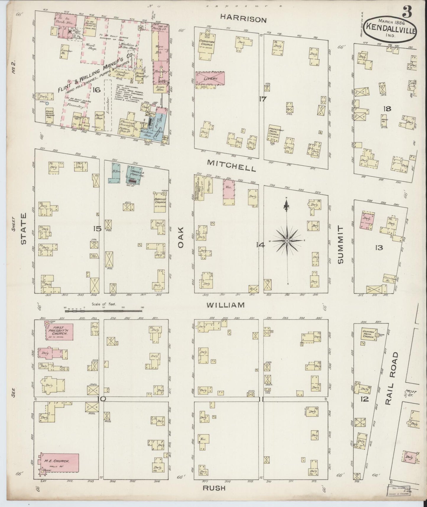 Sanborn Fire Insurance Map from Kendallville, Noble County, Indiana (1886), Sheet #0003 - Complete Map Set gallery image, historic Sanborn map, vintage wall art, Indiana Indiana