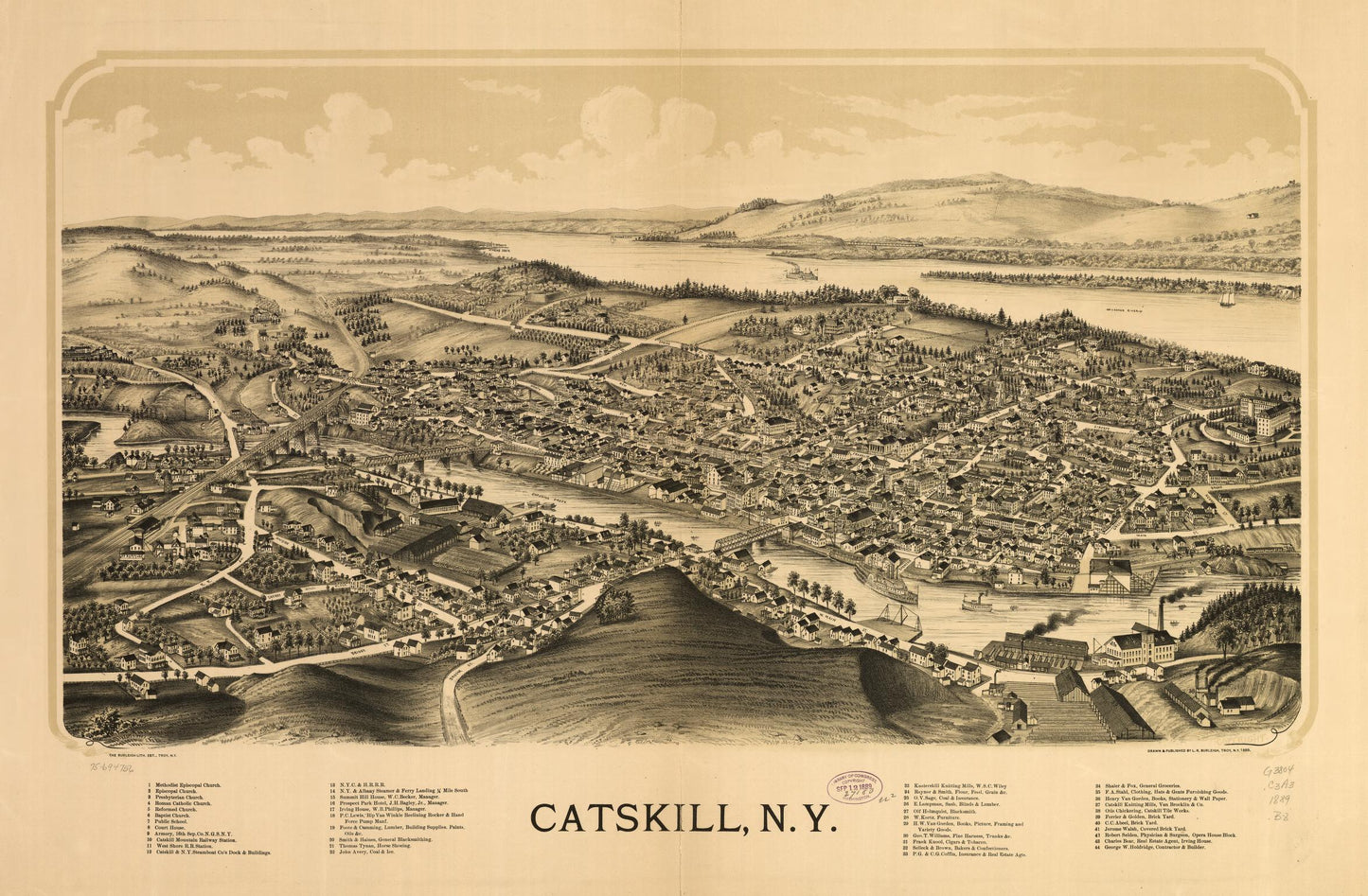 Catskill, N.Y. (1889) – Historic Bird’s-Eye View Panorama Print