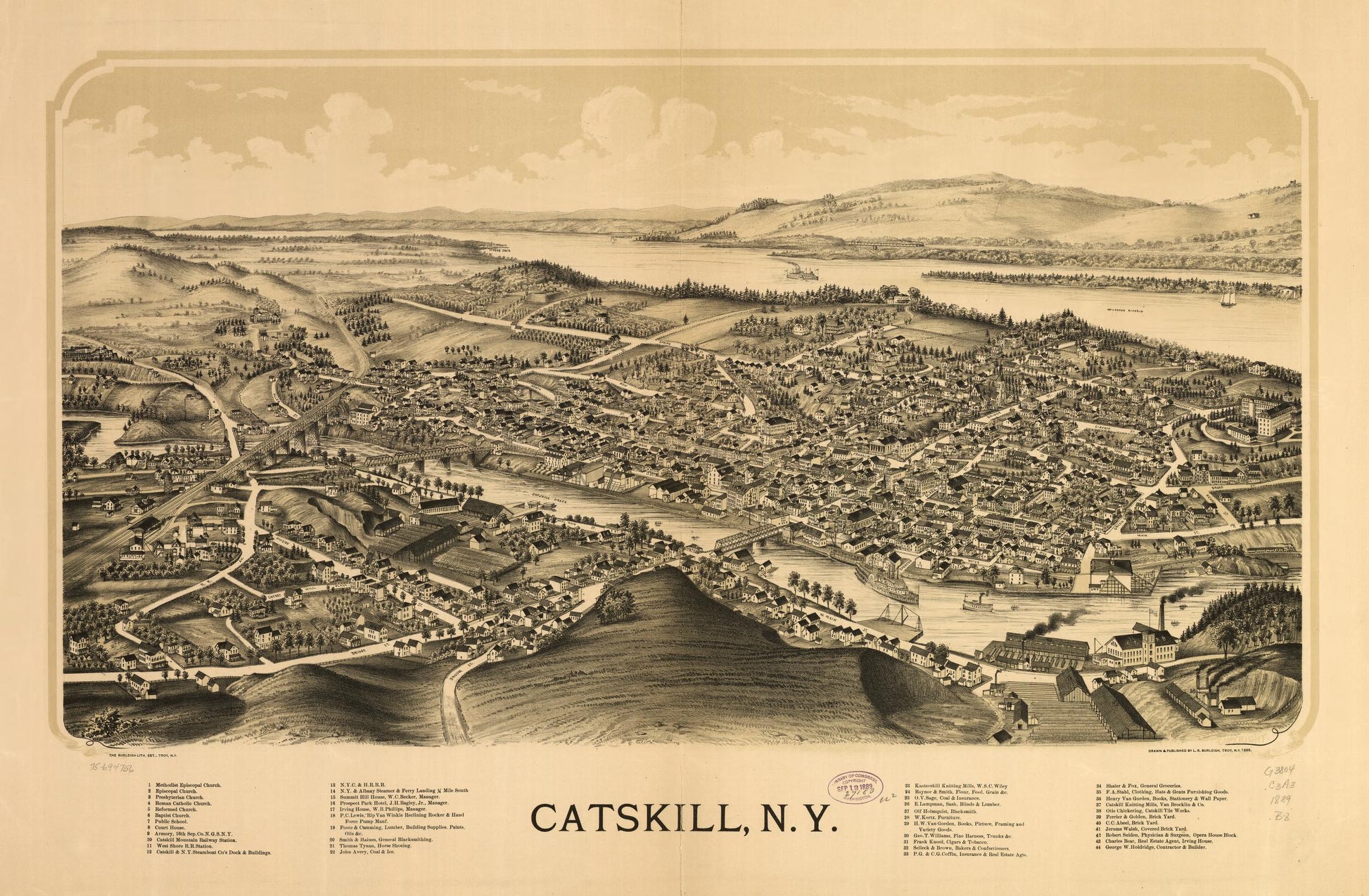 Catskill, N.Y. (1889) – Historic Bird’s-Eye View Panorama Print