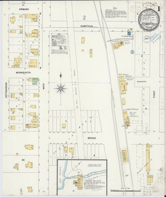 Sanborn Fire Insurance Map from Stewartville, Olmsted County, Minnesota (1899), Sheet #0001 - Historic Sanborn Fire Insurance Map Print, vintage old map wall art, antique decor, genealogy gift, Minnesota Minnesota map