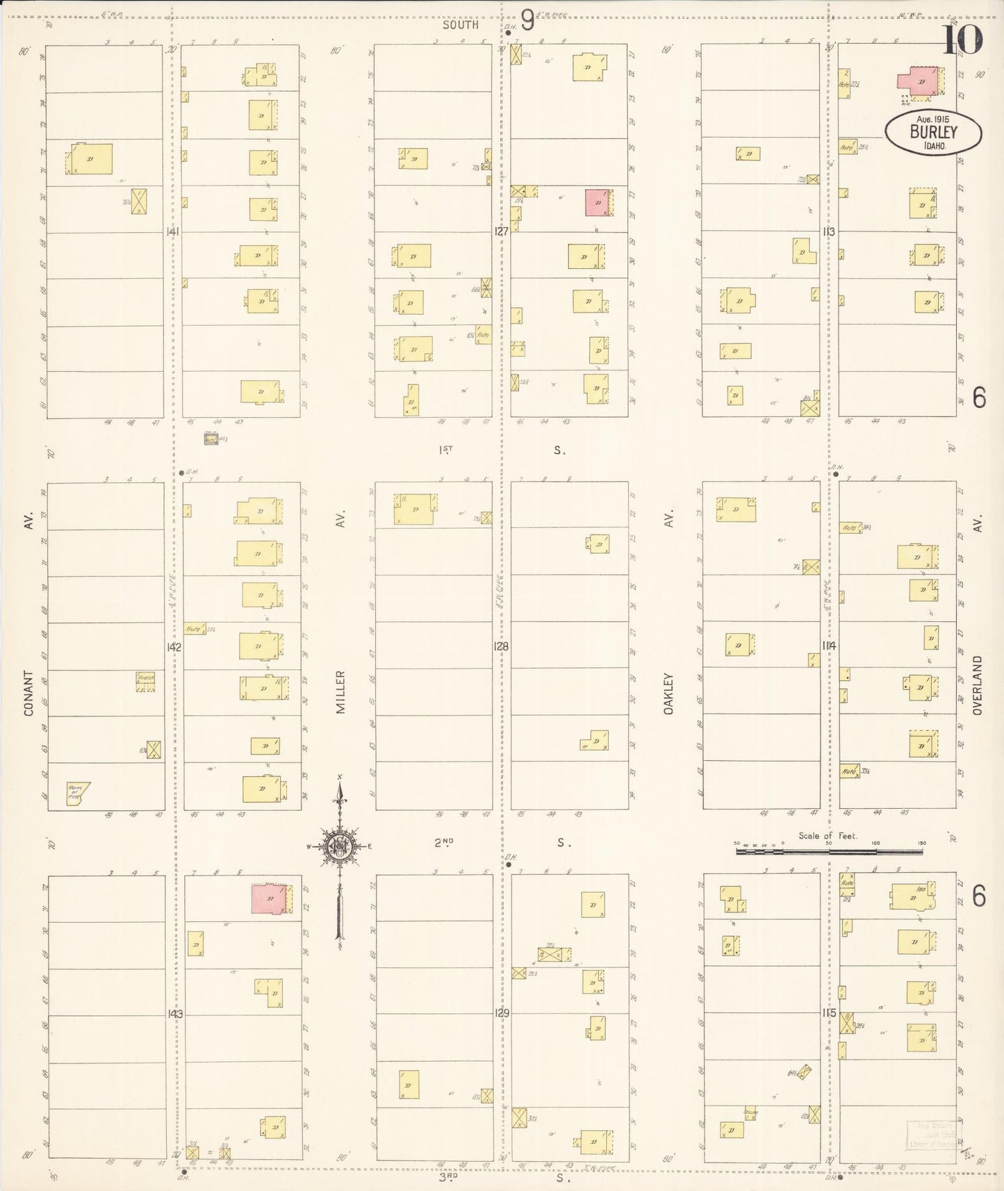 Sanborn Fire Insurance Map from Burley, Cassia County, Idaho (1915), Sheet #0010 - Complete Map Set gallery image, historic Sanborn map, vintage wall art, Idaho Idaho