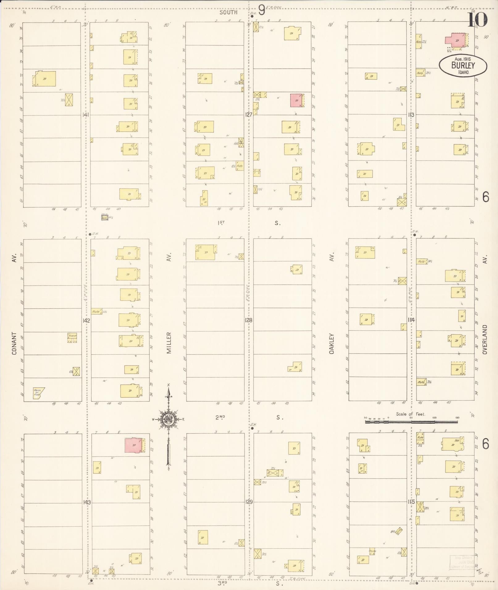 Sanborn Fire Insurance Map from Burley, Cassia County, Idaho (1915), Sheet #0010 - Complete Map Set gallery image, historic Sanborn map, vintage wall art, Idaho Idaho
