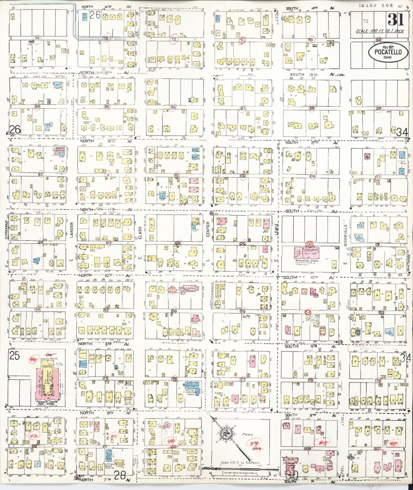 Sanborn Fire Insurance Map from Pocatello, Bannock County, Idaho (1948), Sheet #0031 - Complete Map Set gallery image, historic Sanborn map, vintage wall art, Idaho Idaho