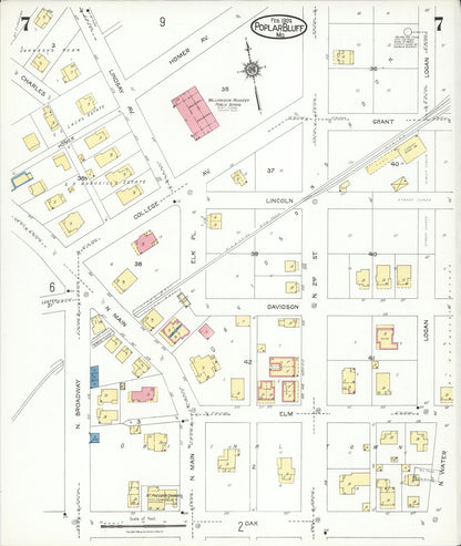 Sanborn Fire Insurance Map from Poplar Bluff, Butler County, Missouri (1924), Sheet #0007 - Historic Sanborn Fire Insurance Map Print, vintage old map wall art, antique decor, genealogy gift, Missouri Missouri map