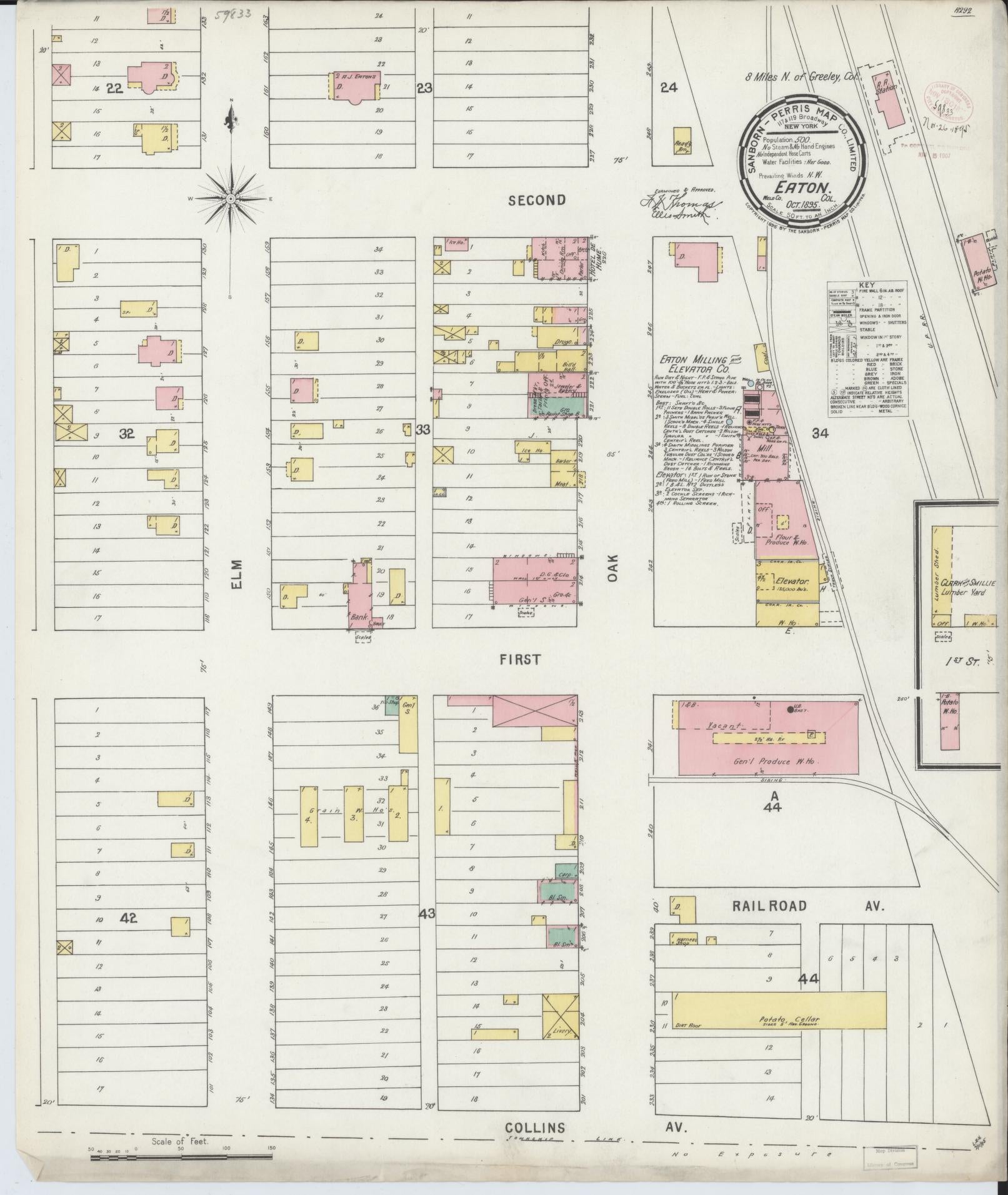 Sanborn Fire Insurance Map from Eaton, Weld County, Colorado (1895), Sheet #0001 - Historic Sanborn Fire Insurance Map Print, vintage old map wall art, antique decor, genealogy gift, Colorado Colorado map