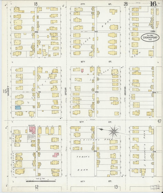 Sanborn Fire Insurance Map from Logansport, Cass County, Indiana (1906), Sheet #0016 - Historic Sanborn Fire Insurance Map Print, vintage old map wall art, antique decor, genealogy gift, Indiana Indiana map