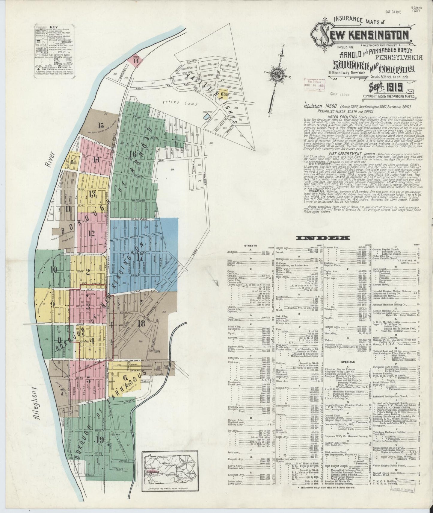 Sanborn Fire Insurance Map from New Kensington, Westmoreland County, Pennsylvania (1915), Sheet #0001 - Complete Map Set gallery image, historic Sanborn map, vintage wall art, Pennsylvania Pennsylvania