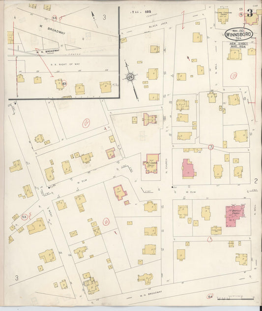 Sanborn Fire Insurance Map from Winnsboro, Wood County, Texas (1943), Sheet #0003 - Historic Sanborn Fire Insurance Map Print, vintage old map wall art, antique decor, genealogy gift, Texas Texas map