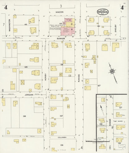Sanborn Fire Insurance Map from Madison, Madison County, Florida (1924), Sheet #0004 - Complete Map Set gallery image, historic Sanborn map, vintage wall art, Florida Florida