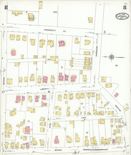 Sanborn Fire Insurance Map from Catskill, Greene County, New York (1923), Sheet #0008 - Historic Sanborn Fire Insurance Map Print, vintage old map wall art, antique decor, genealogy gift, New York New York map