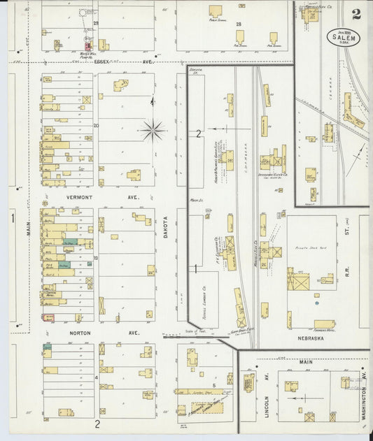 Sanborn Fire Insurance Map from Salem, McCook County, South Dakota (1899), Sheet #0002 - Historic Sanborn Fire Insurance Map Print, vintage old map wall art, antique decor, genealogy gift, South Dakota South Dakota map