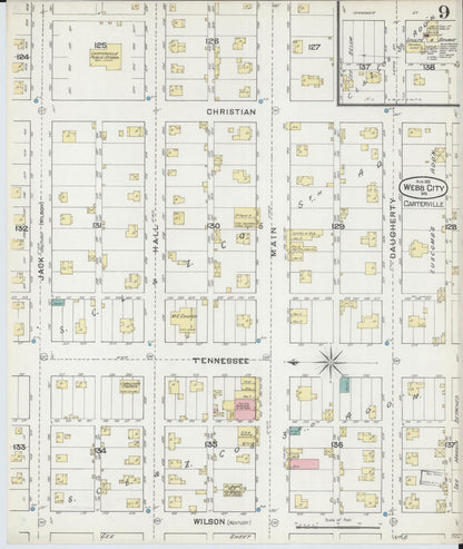 Sanborn Fire Insurance Map from Webb City, Jasper County, Missouri (1891), Sheet #0009 - Historic Sanborn Fire Insurance Map Print, vintage old map wall art, antique decor, genealogy gift, Missouri Missouri map