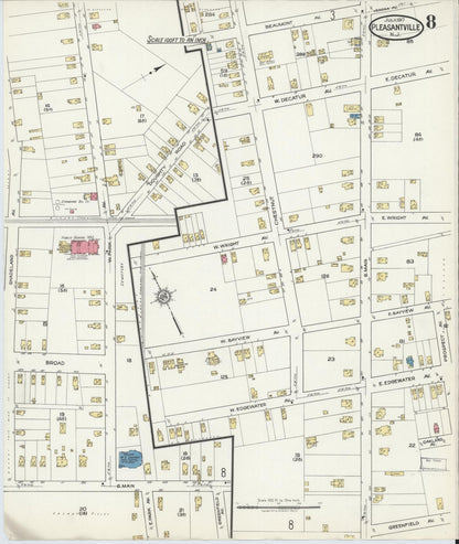 Sanborn Fire Insurance Map from Pleasantville, Atlantic County, New Jersey (1917), Sheet #0008 - Complete Map Set gallery image, historic Sanborn map, vintage wall art, New Jersey New Jersey