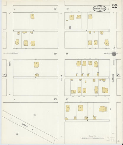 Sanborn Fire Insurance Map from Wichita Falls, Wichita County, Texas (1912), Sheet #0022 - Complete Map Set gallery image, historic Sanborn map, vintage wall art, Texas Texas