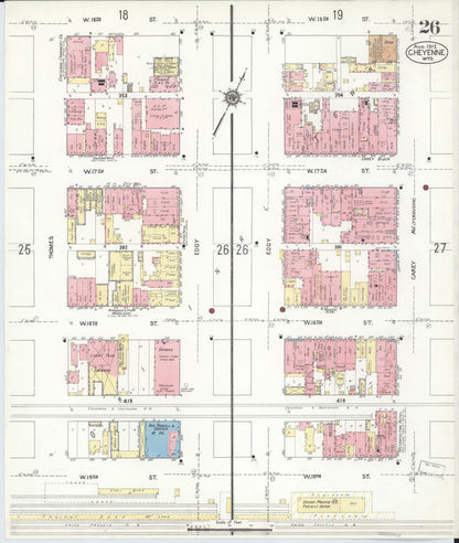 Sanborn Fire Insurance Map from Cheyenne, Laramie County, Wyoming (1912), Sheet #0026 - Complete Map Set gallery image, historic Sanborn map, vintage wall art, Wyoming Wyoming