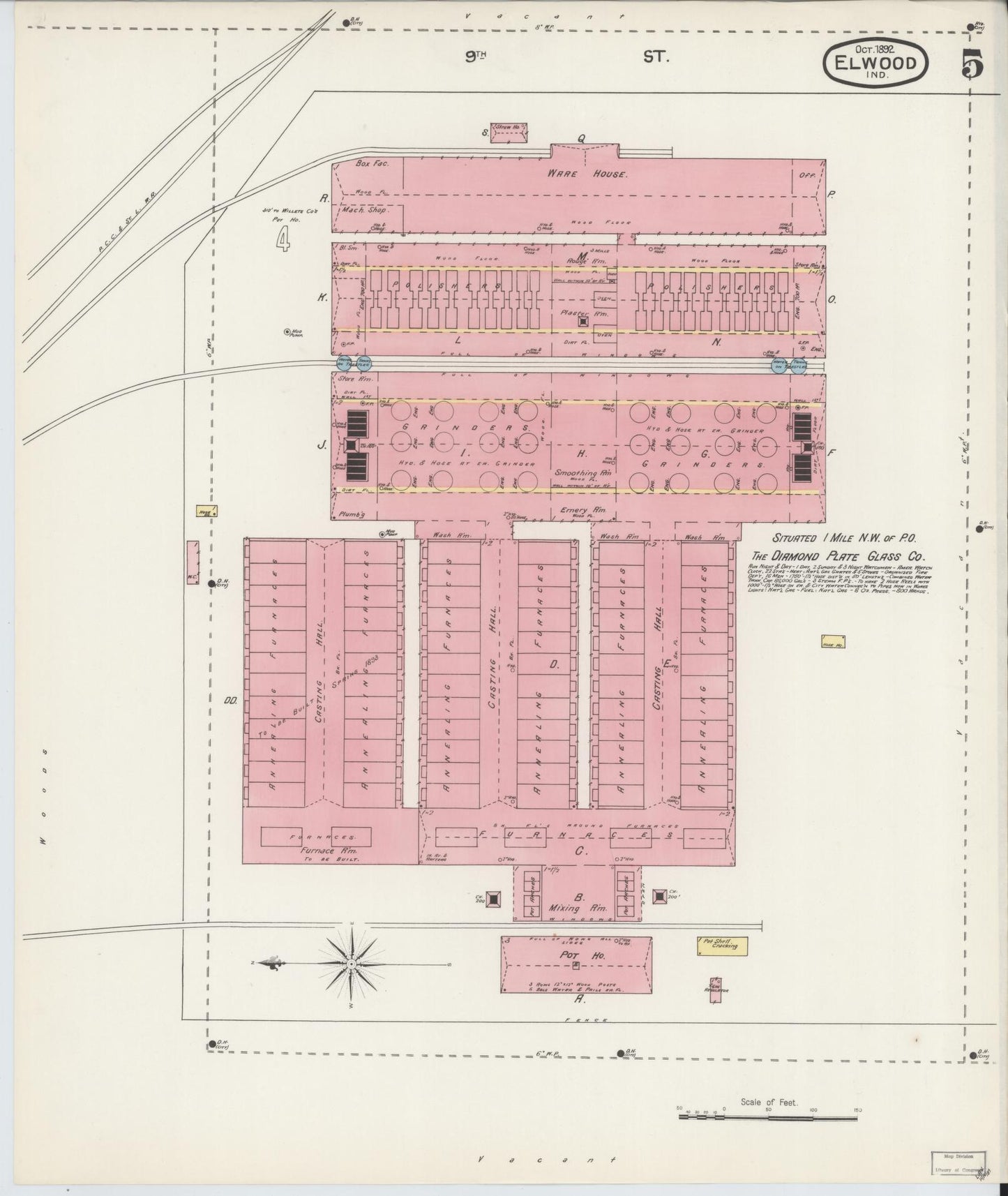 Sanborn Fire Insurance Map from Elwood, Madison County, Indiana (1892), Sheet #0005 - Complete Map Set gallery image, historic Sanborn map, vintage wall art, Indiana Indiana