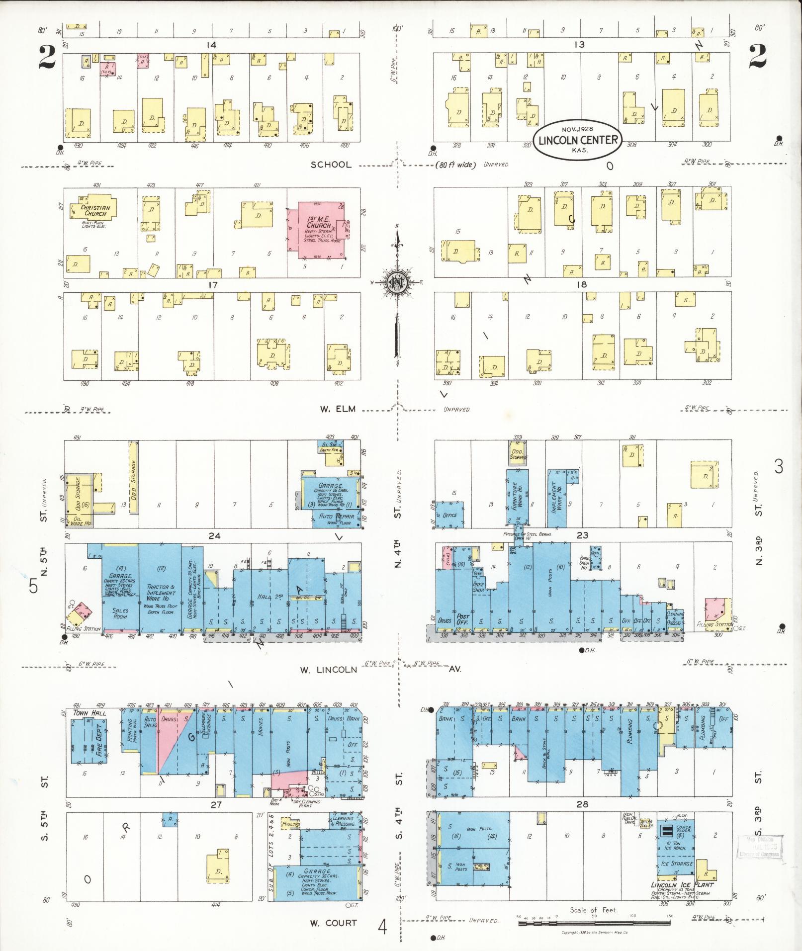Sanborn Fire Insurance Map from Lincoln, Lincoln County, Kansas (1928), Sheet #0002 - Complete Map Set gallery image, historic Sanborn map, vintage wall art, Kansas Kansas