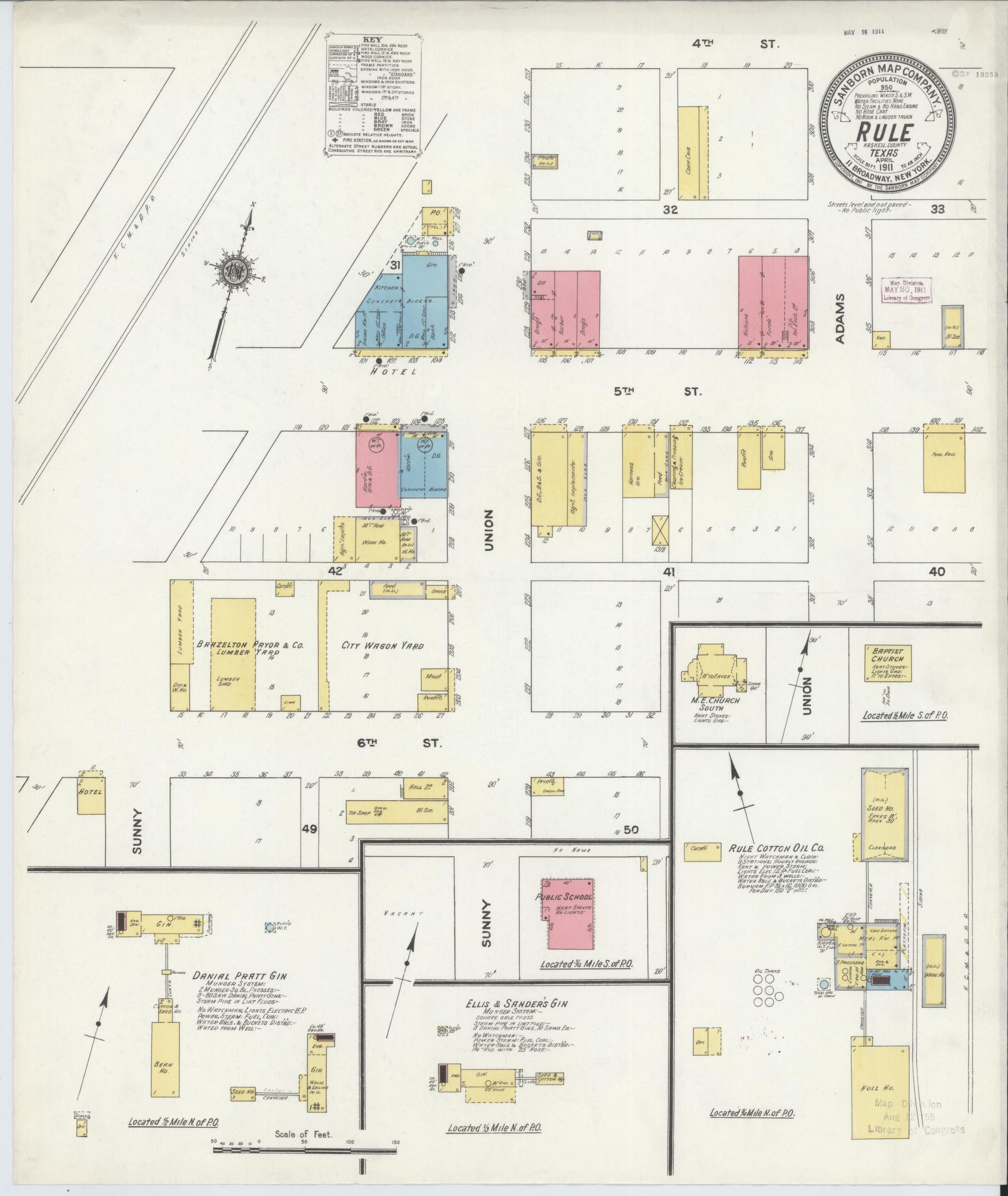 Sanborn Fire Insurance Map from Rule, Haskell County, Texas. (1911) – Historic Sanborn Fire Insurance Map Print