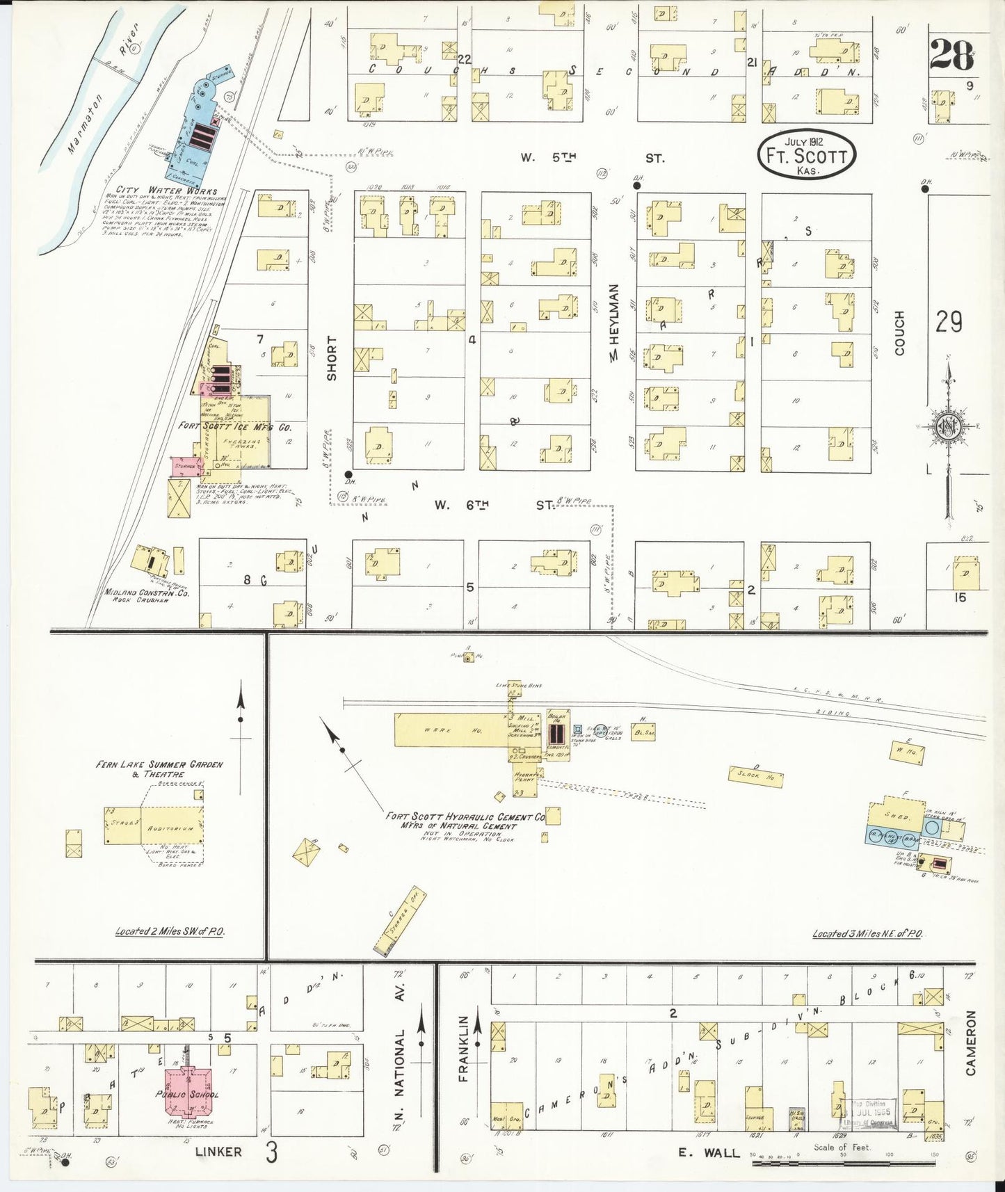 Sanborn Fire Insurance Map from Fort Scott, Bourbon County, Kansas (1912), Sheet #0028 - Historic Sanborn Fire Insurance Map Print, vintage old map wall art, antique decor, genealogy gift, Kansas Kansas map