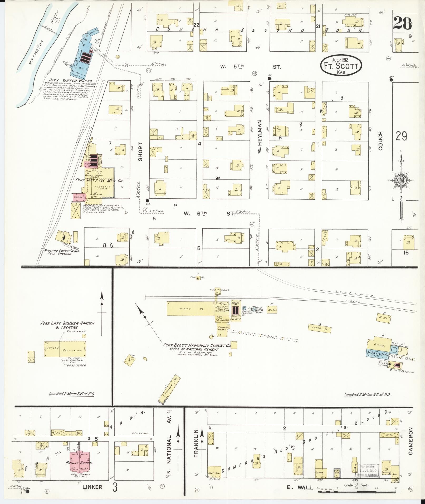 Sanborn Fire Insurance Map from Fort Scott, Bourbon County, Kansas (1912), Sheet #0028 - Historic Sanborn Fire Insurance Map Print, vintage old map wall art, antique decor, genealogy gift, Kansas Kansas map