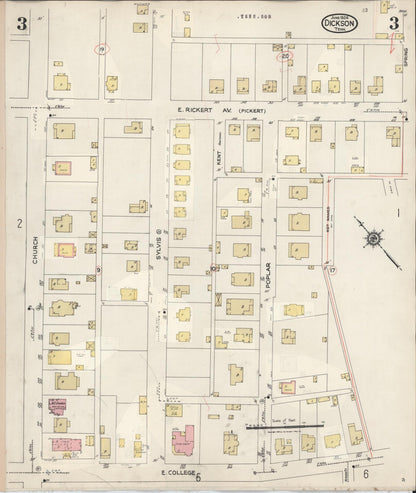 Sanborn Fire Insurance Map from Dickson, Dickson County, Tennessee (1941), Sheet #0003 - Complete Map Set gallery image, historic Sanborn map, vintage wall art, Tennessee Tennessee