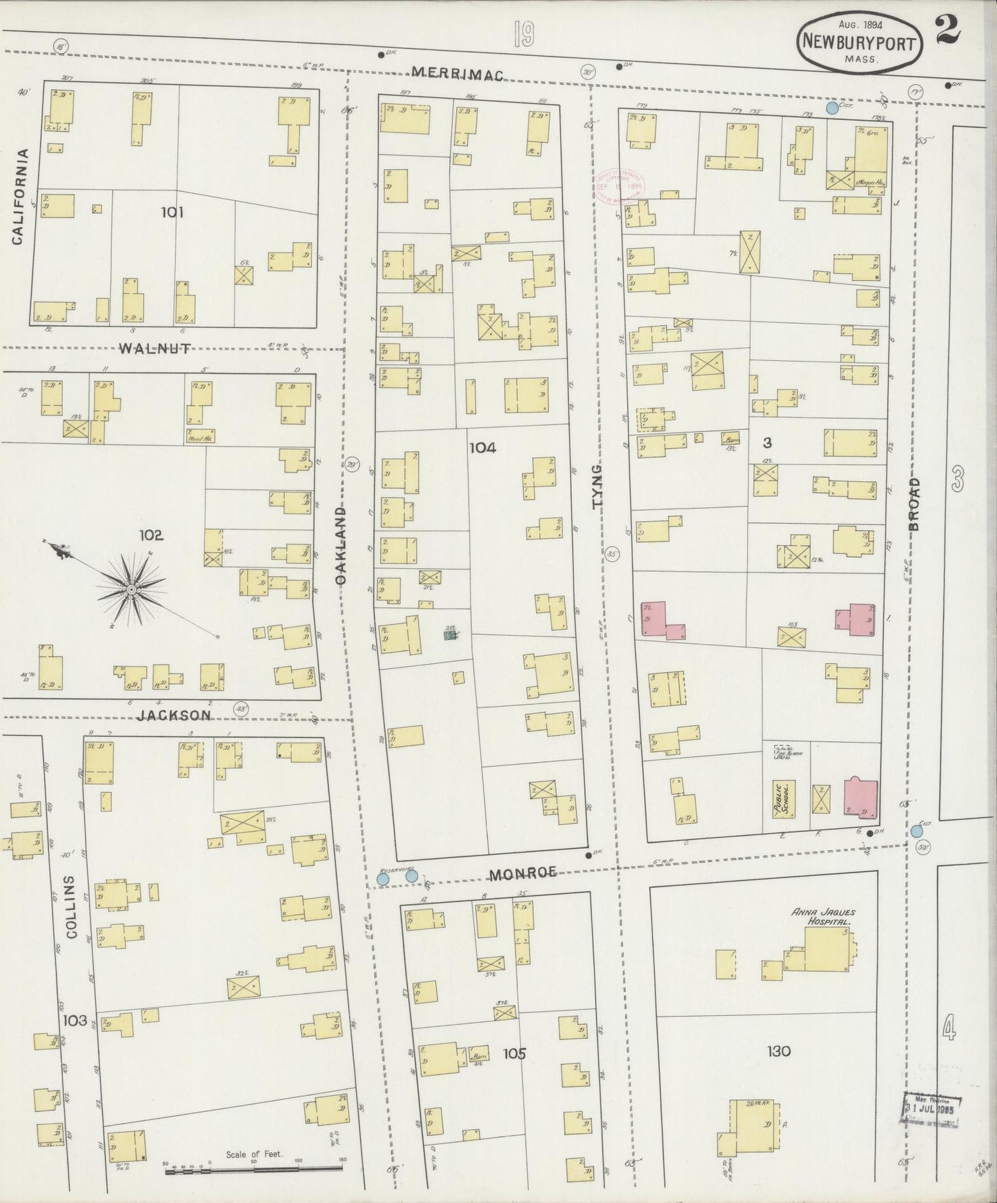 Sanborn Fire Insurance Map from Newburyport, Essex County, Massachusetts (1894), Sheet #0002 - Complete Map Set gallery image, historic Sanborn map, vintage wall art, Massachusetts Massachusetts
