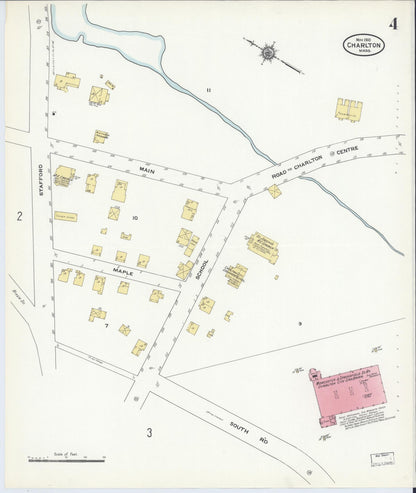 Sanborn Fire Insurance Map from Charlton, Worcester County, Massachusetts (1910), Sheet #0004 - Complete Map Set gallery image, historic Sanborn map, vintage wall art, Massachusetts Massachusetts