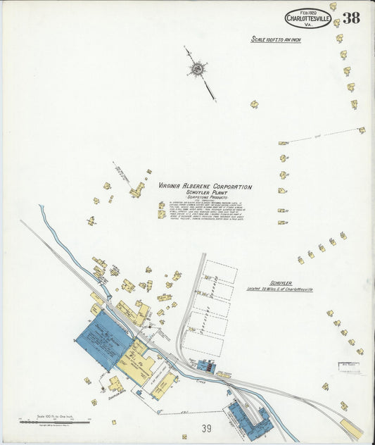 Sanborn Fire Insurance Map from Charlottesville, Independent Cities, Virginia (1920), Sheet #0038 - Historic Sanborn Fire Insurance Map Print, vintage old map wall art, antique decor, genealogy gift, Virginia Virginia map