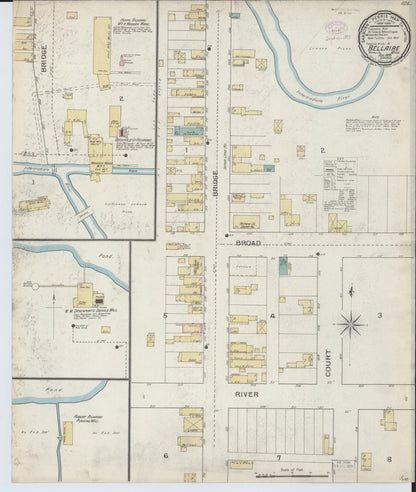Sanborn Fire Insurance Map from Bellaire, Antrim County, Michigan (1893), Sheet #0001 - Historic Sanborn Fire Insurance Map Print, vintage old map wall art, antique decor, genealogy gift, Michigan Michigan map