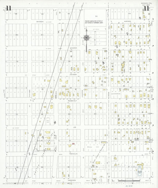 Sanborn Fire Insurance Map from Borger, Hutchinson County, Texas (1940), Sheet #0011 - Historic Sanborn Fire Insurance Map Print, vintage old map wall art, antique decor, genealogy gift, Texas Texas map