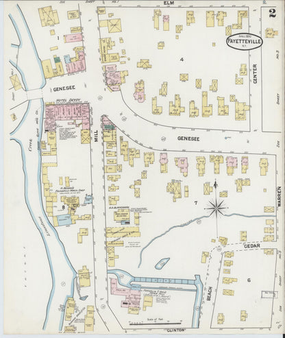 Sanborn Fire Insurance Map from Fayetteville, Onondaga County, New York (1890), Sheet #0002 - Complete Map Set gallery image, historic Sanborn map, vintage wall art, New York New York