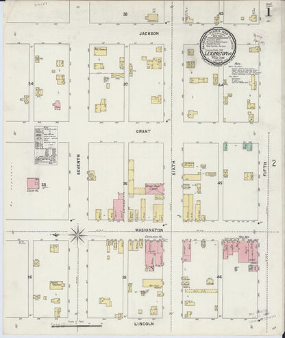 Sanborn Fire Insurance Map from Lexington, Dawson County, Nebraska (1897), Sheet #0001 - Complete Map Set gallery image, historic Sanborn map, vintage wall art, Nebraska Nebraska