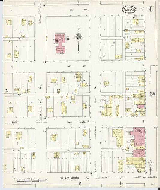 Sanborn Fire Insurance Map from Britton, Marshall County, South Dakota (1914), Sheet #0004 - Historic Sanborn Fire Insurance Map Print, vintage old map wall art, antique decor, genealogy gift, South Dakota South Dakota map