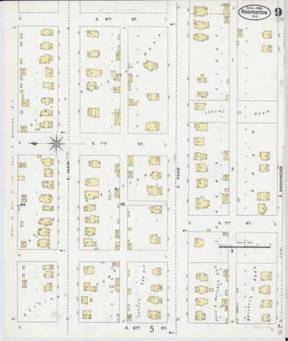 Sanborn Fire Insurance Map from Hoopeston, Vermilion County, Illinois (1906), Sheet #0009 - Historic Sanborn Fire Insurance Map Print, vintage old map wall art, antique decor, genealogy gift, Illinois Illinois map
