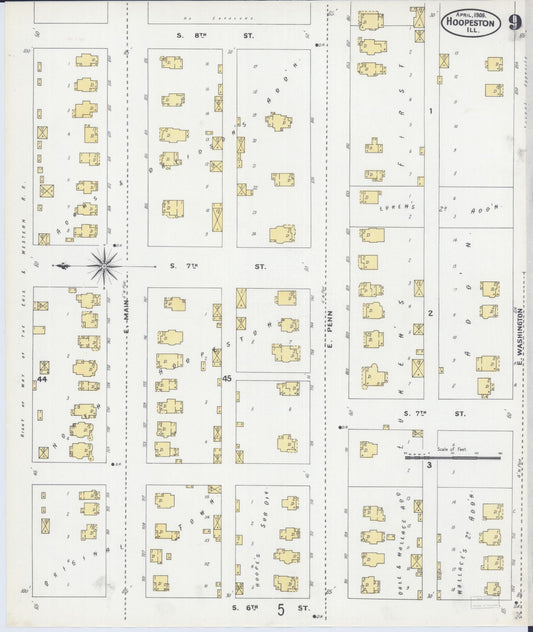 Sanborn Fire Insurance Map from Hoopeston, Vermilion County, Illinois (1906), Sheet #0009 - Historic Sanborn Fire Insurance Map Print, vintage old map wall art, antique decor, genealogy gift, Illinois Illinois map